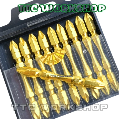 Mũi vít & mũi bắt vít 65mm mạ crom vàng cao cấp, siêu cứng, từ tính mạnh, chân lục giác - 35.000đ