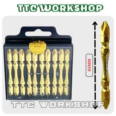 Mũi vít & mũi bắt vít 65mm mạ crom vàng cao cấp, siêu cứng, từ tính mạnh, chân lục giác - 35.000đ