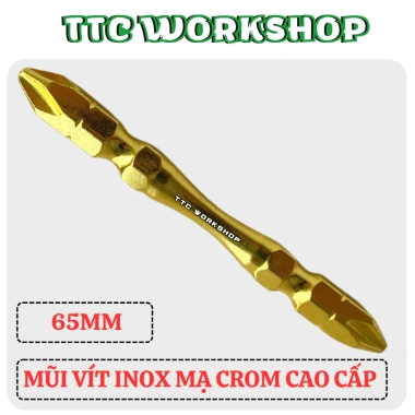 Mũi vít & mũi bắt vít 65mm mạ crom vàng cao cấp, siêu cứng, từ tính mạnh, chân lục giác - 35.000đ
