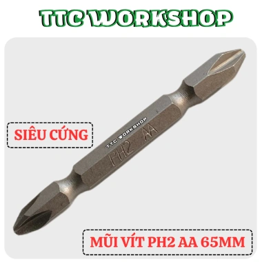 Mũi vít PH2 AA 65mm 4 cạnh siêu cứng, từ tính mạnh, chân lục giác chuẩn - 21.000₫