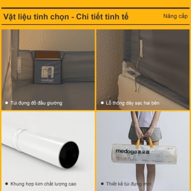 Mùng Chống Ngã Medoga Khung Vuông, Chống Muỗi, Chắn Giường, Không Khoan Tường 9 Mùng Chống Ngã Medoga Khung Vuông, Chống Muỗi, Chắn Giường, Không Khoan Tường 9