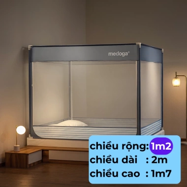 Mùng Chống Ngã Medoga Khung Vuông, Chống Muỗi, Chắn Giường, Không Khoan Tường
