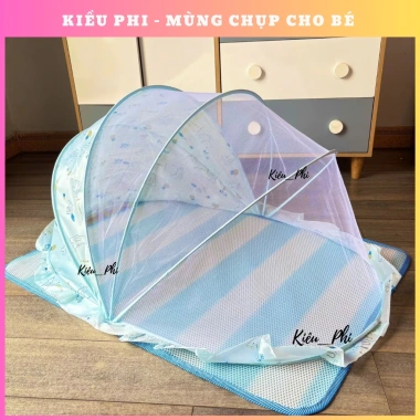 Mùng chụp tự bung gấp gọn cho bé – Màn ngủ lưới chống muỗi, nhỏ gọn, 130.000₫