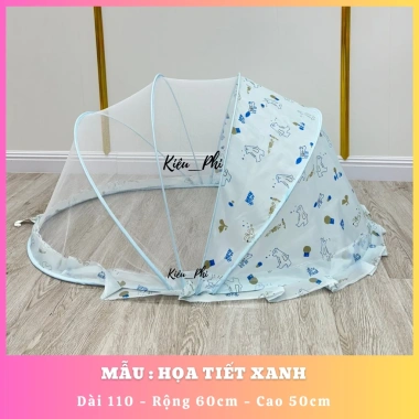 Mùng chụp tự bung gấp gọn cho bé – Màn ngủ lưới chống muỗi, nhỏ gọn, 130.000₫