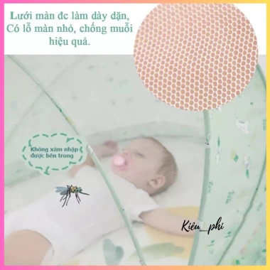 Mùng chụp tự bung gấp gọn cho bé – Màn ngủ lưới chống muỗi, nhỏ gọn, 130.000₫
