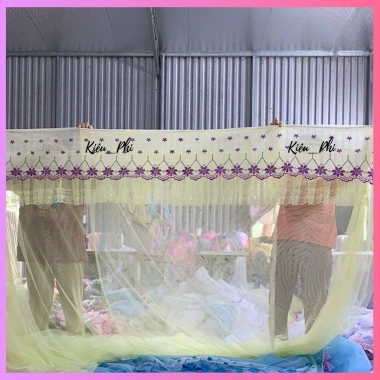 Mùng dây thắt tay 4 góc thêu hoa mai 2.025 - Màn ngủ chống muỗi, giá 104.000₫