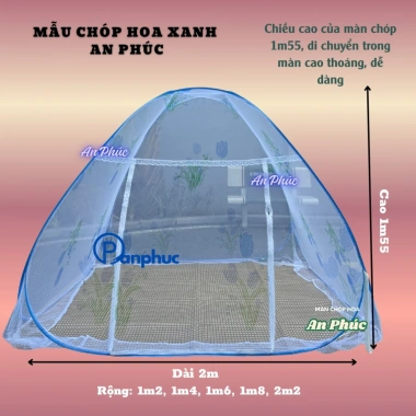 Mùng Đỉnh Chóp Tự Bung Người Lớn - Màn Hoa Ngủ Chống Muỗi Gấp Gọn Nhanh, Đủ Size Dùng Gia Đình, Giá 126.000₫