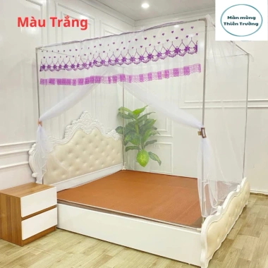 Mùng khung inox 304 không khoan tường mẫu cửa vén Thiên Trường giá 210.000₫