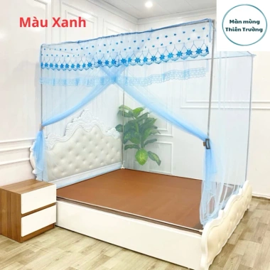 Mùng khung inox 304 không khoan tường mẫu cửa vén Thiên Trường giá 210.000₫
