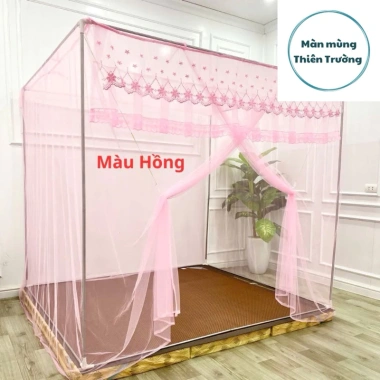 Mùng khung inox 304 không khoan tường mẫu cửa vén Thiên Trường giá 210.000₫