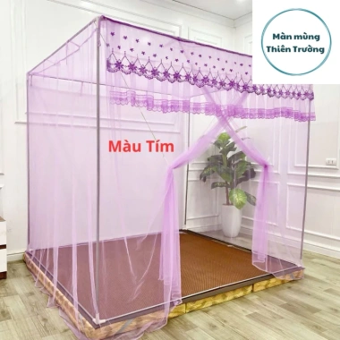 Mùng khung inox 304 không khoan tường mẫu cửa vén Thiên Trường giá 210.000₫