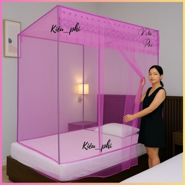 Mùng tuyn ren hoa inox 304 không rỉ - Màn ngủ chống muỗi người lớn Kiều Phi