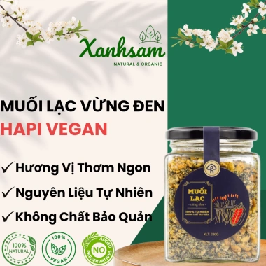 Muối Lạc Vừng Đen 230g HAPI VEGAN – Xanh Sâm Natural & Organic, Giá ưu đãi 108k Muối Lạc Vừng Đen 230g HAPI VEGAN – Xanh Sâm Natural & Organic, Giá ưu đãi 108k