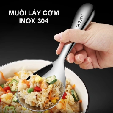 Muôi Lấy Xới Cơm Inox 304 Chống Dính Không Han Rỉ - Sáng Bóng Sang Trọng FREESHIP