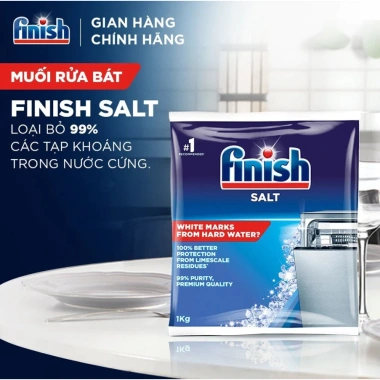 Muối rửa bát Finish 1kg - Làm sạch sâu, bảo vệ máy, giảm giá 30% chỉ 70.000₫