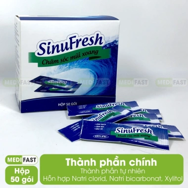 Muối rửa mũi xoang Sinufresh Cát Linh 50 gói muối biển nano tự nhiên giảm tắc mũi giá ưu đãi 165.000đ