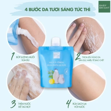 Muối Tẩy Da Chết Toàn Thân Sữa Bò và Chanh Baby Bright 250g Giảm Giá 39.500 VND