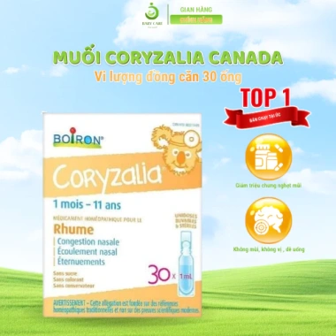 Muối uống vi lượng đồng căn Boiron Coryzalia 30 ống - Hỗ trợ hô hấp, giảm cảm cúm, giá 355.000 VND Muối uống vi lượng đồng căn Boiron Coryzalia 30 ống - Hỗ trợ hô hấp, giảm cảm cúm, giá 355.000 VND