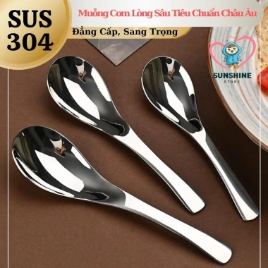 Muỗng ăn cơm cao cấp Inox 304 tiêu chuẩn châu Âu, dày dặn sang trọng, Giá 31.500₫