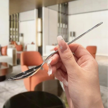 Muỗng ăn cơm inox 2 trong 1 tích hợp nĩa salad, mì Ý - Thìa ăn to sang trọng, giá chỉ 11.500 VND 6