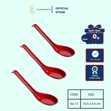 Muỗng Canh Đỏ Đen No17 Thìa Súp Nhựa Melamine Fataco Dày Dặn Cao Cấp 16.000 VND