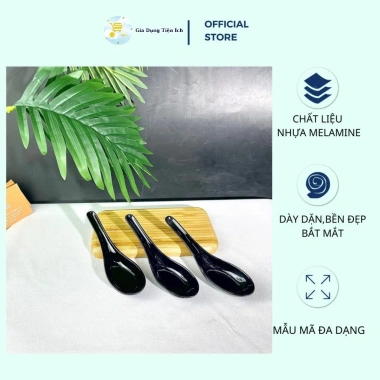 Muỗng Cơm Đen No14, Thìa Súp Melamine Fataco Dày Dặn - Cao Cấp, 12.000₫ (Giảm 14.400₫)