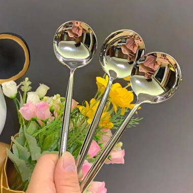 Muỗng Nĩa Inox 304 Dáng Tròn Cao Cấp – Bền Đẹp, Sang Trọng cho Nhà Hàng, Bar – 19.750₫ 7
