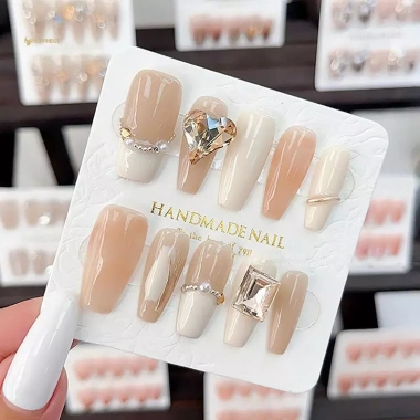 MUQV 10 tờ bấm lên móng tay Paaging màn hình handmade, thiết kế giả móng đồng hồ hiển thẻ, mẫu salon, giá ưu đãi 53.900