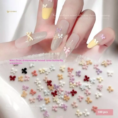 MUQV 100 tăng cường móng tay mini hỗn hợp màu nơ nhựa đáy phẳng - Charm trang trí