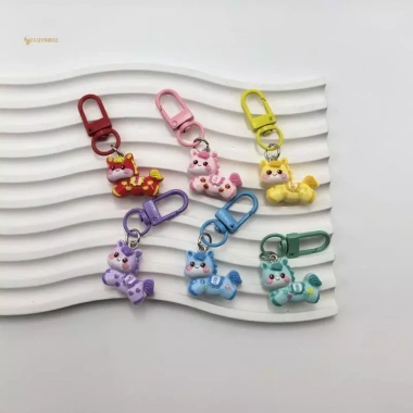 MUQV 1/6 Móc Khóa Ngựa Nhựa Hoạt Hình Năm Ngựa - Phụ Kiện Trang Trí Quà Tặng Năm Mới