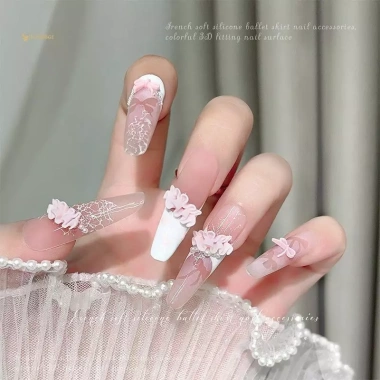 MUQV 30 Chiếc 3D Pháp Móng Tay - Váy Hemline Quyến Rũ, Ren Nhựa Cong, Giá Ưu Đãi 42.900 VND 8