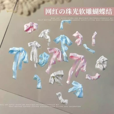 MUQV 50 Cái Nơ Móng Tay 3D Satin Ánh Sáng, Ruy Băng Nhiều Màu, Kim Cương Giả DIY - Phụ Kiện Làm Móng Tay Quyến Rũ