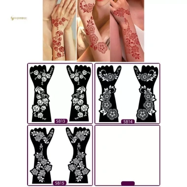 MUQV Cặp Chuyển Tay Tạm Thời Henna và Tranh Hoa Stencil DIY – Vẽ Đẹp, An Toàn, Dễ Tạo Mẫu