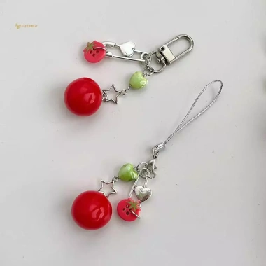 MUQV Dây Xích Ngôi Sao Cà Chua cho Điện Thoại, Máy Ảnh - Móc Khóa Nữ Quà Tặng