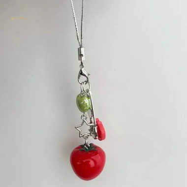 MUQV Dây Xích Ngôi Sao Cà Chua cho Điện Thoại, Máy Ảnh - Móc Khóa Nữ Quà Tặng