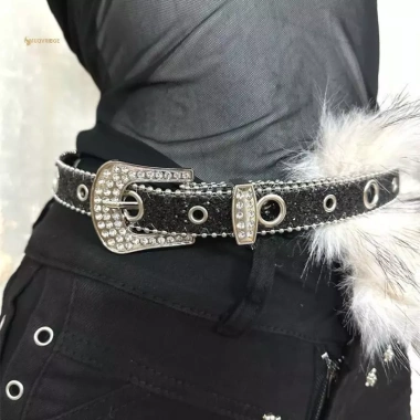 MUQV Giả Da Kim Cương Y2K – Dây Thắt Lưng Gothic Punk Lông, Xích Đêm, Trang Trí Quần Jean, thiết kế độc đáo