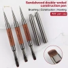 MUQV Gỗ Đàn Hương Dual End Keo Bút UV Gel Bàn Chải Nghệ Thuật Tranh Nối Dài Bàn Chải Dòng Dụng Cụ Làm Móng Tay Chuyên Nghiệp Giá Ưu Đãi 2