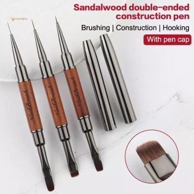 MUQV Gỗ Đàn Hương Dual End Keo Bút UV Gel Bàn Chải Nghệ Thuật Tranh Nối Dài Bàn Chải Dòng Dụng Cụ Làm Móng Tay Chuyên Nghiệp Giá Ưu Đãi