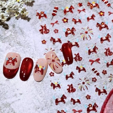 MUQV Năm Ngựa 2.024 Stikers Ngựa Đỏ Fortune DIY Nail Art Móng Tay Đề Can 56.760₫ 5