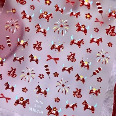 MUQV Năm Ngựa 2.024 Stikers Ngựa Đỏ Fortune DIY Nail Art Móng Tay Đề Can 56.760₫ 9