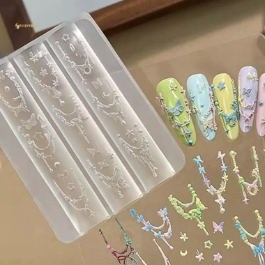 MUQV Nơ Hạt Chuỗi Ruy Băng 3D Khuôn Silicon DIY Trang Trí Móng Tay Nghệ Thuật, Thiết Kế Độc Đáo, Giá Ưu Đãi, Cho Móng Tay Quyến Rũ