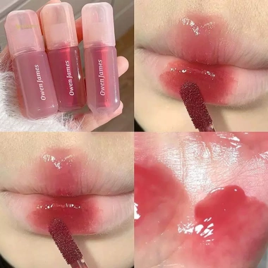 MUQV Ống Hồng Gương Nước Bóng Son Dưỡng Ẩm Pha Lê Thạch Glaze Môi Họa Tiết Tint Bóng Trang Điểm Sáng Da