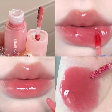 MUQV Ống Hồng Gương Nước Bóng Son Dưỡng Ẩm Pha Lê Thạch Glaze Môi Họa Tiết Tint Bóng Trang Điểm Sáng Da