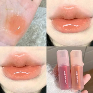 MUQV Ống Hồng Gương Nước Bóng Son Dưỡng Ẩm Pha Lê Thạch Glaze Môi Họa Tiết Tint Bóng Trang Điểm Sáng Da
