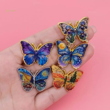 MUQV Tranh Sơn Dầu Men Chân Trâm – Cài Hoạt Hình Ve Áo Pin cho Ba Lô Quần Áo 7