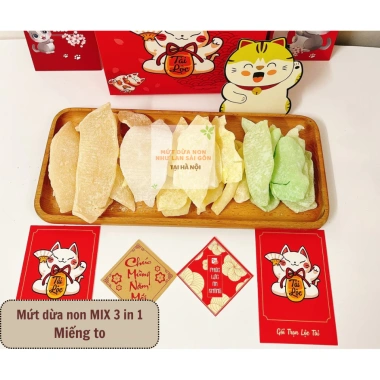 Mứt dừa non Như Lan Sài Gòn mix 4 loại truyền thống - sầu riêng, lá dứa, thốt nốt, giá chỉ 200.000đ (giảm từ 260.000đ)