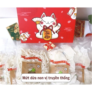 Mứt dừa non Như Lan Sài Gòn mix 4 loại truyền thống - sầu riêng, lá dứa, thốt nốt, giá chỉ 200.000đ (giảm từ 260.000đ)
