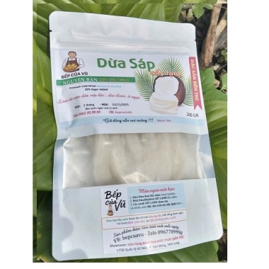 Mứt Dừa Sáp Đặc Sợi Dài 6-12cm Sấy Lạnh Ít Ngọt Dẻo Mềm Thơm Bếp Của Vũ 200gr 130k