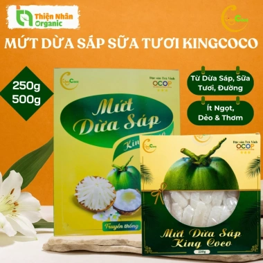 Mứt Dừa Sáp KING COCO Sấy Dẻo Sữa Tươi Ít Ngọt - Đặc Sản Trà Vinh, Giá ưu đãi 198k