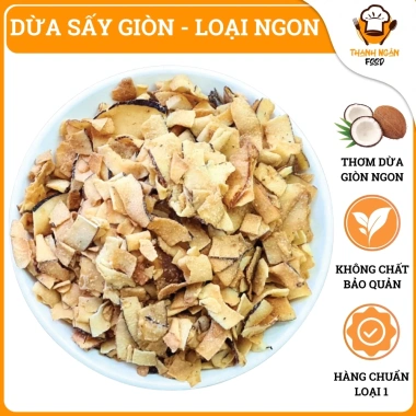 Mứt Dừa Sấy Giòn 500g Không Quá Ngọt, Thơm Ngon, Dùng Topping Chè, Làm Bánh, Rắc Kem – Giá 53.999 VND